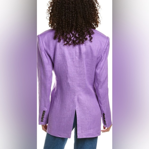 Ronny Kobo Klover Linen Blazer padded shoulder button purple lilac SZ XS lined - Picture 2 of 13